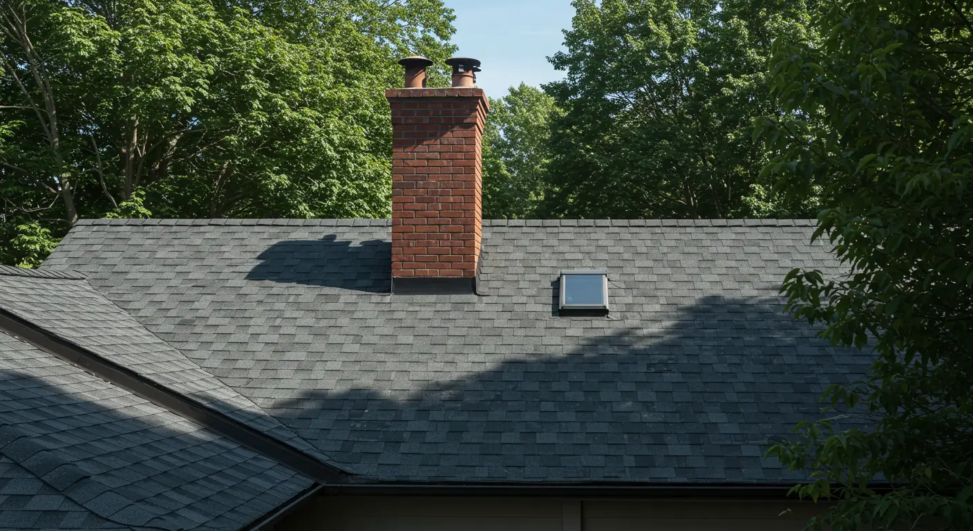 a home roof with a chimney