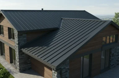a side view of a home with a metal roof
